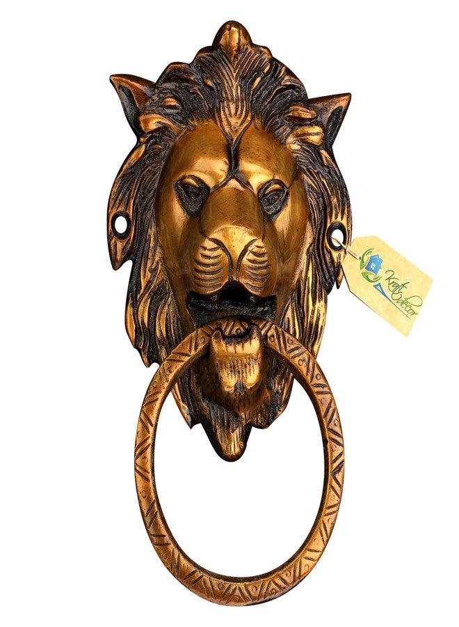 Kratidecor Lion Face Designer Ring Brass Door Knocker (Copper Antique) - Image 1